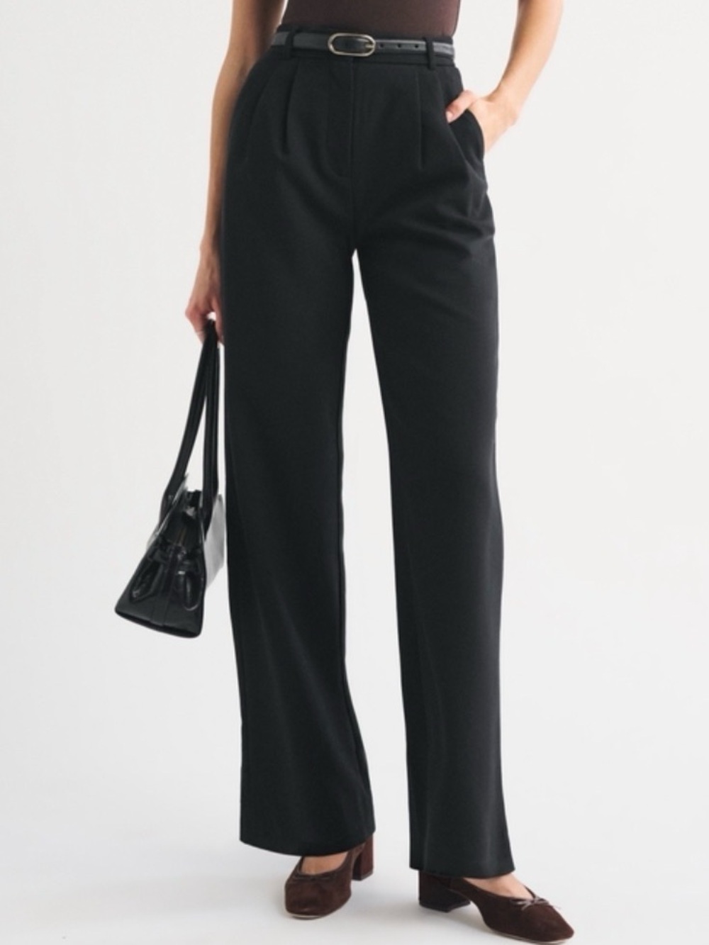 Abercrombie & Fitch Tailored Wide Leg Pant in Black